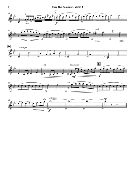 Over The Rainbow From The Wizard Of Oz String Quartet Page 2