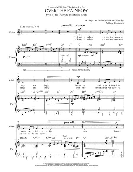 Over The Rainbow Medium Voice And Piano Page 2