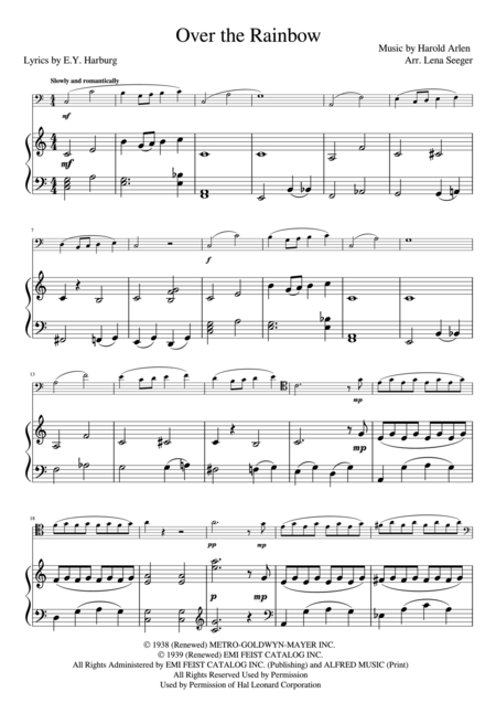 Over The Rainbow Trombone And Piano Page 2