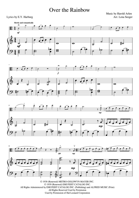 Over The Rainbow Viola And Piano Page 2