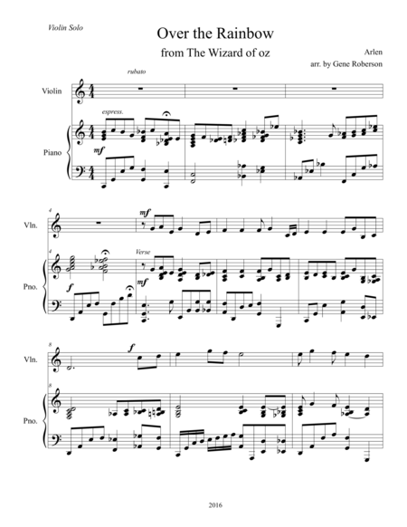 Over The Rainbow Violin Solo From The Wizard Of Oz Page 2