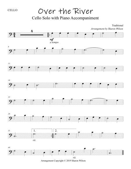 Over The River And Through The Woods Easy Cello Solo With Piano Accompaniment Page 2