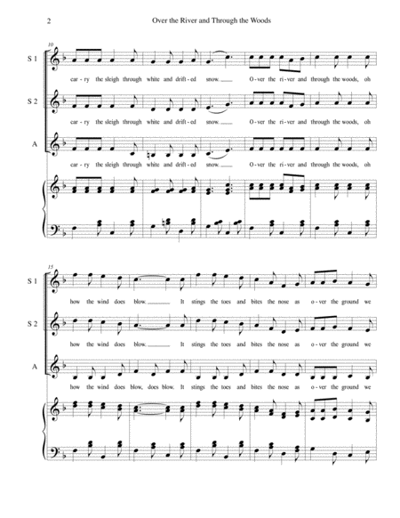 Over The River And Through The Woods For Ssa Choir With Piano Accompaniment Page 2