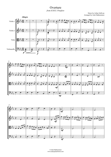 Overture From H Ms Pinafore String Quartet Page 2