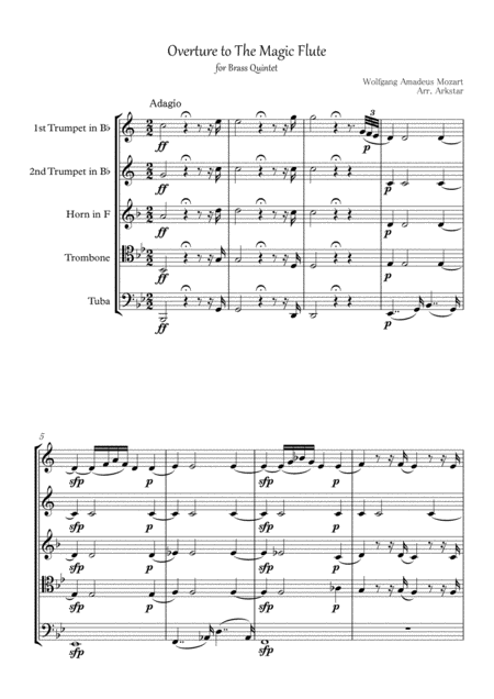 Overture To The Magic Flute For Brass Quintet Page 2