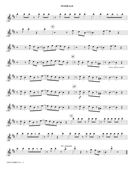 Oye Como Va Arr Kirby Shaw Bb Tenor Saxophone Page 2