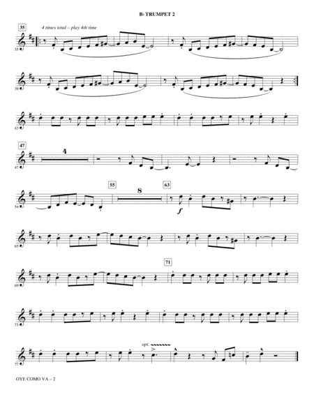 Oye Como Va Arr Kirby Shaw Bb Trumpet 2 Page 2