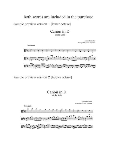 Pachebel Canon In D For Viola Solo 2 Scores In 1 Page 2