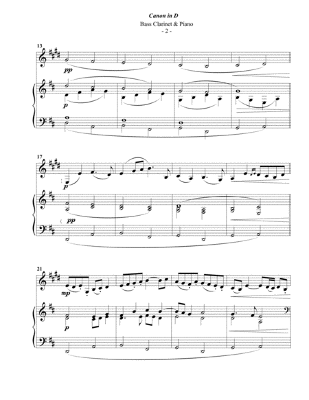 Pachelbel Canon For Bass Clarinet Piano Page 2