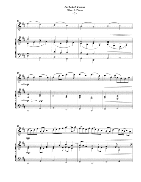 Pachelbel Canon For Oboe Piano Page 2