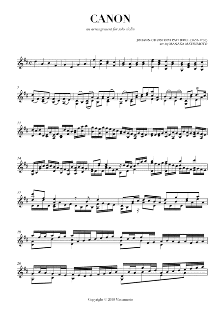 Pachelbels Canon Arr For Solo Violin Page 2