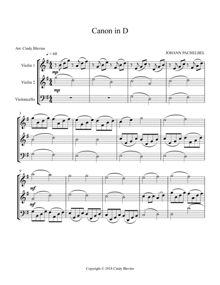 Pachelbels Canon For Two Violins And Cello Page 2