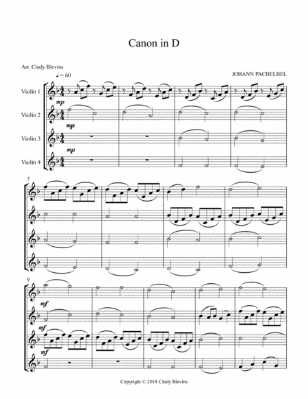 Pachelbels Canon For Violin Quartet Page 2