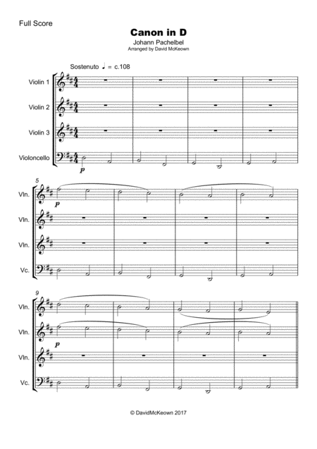 Pachelbels Canon In D For Three Violins And One Cello Page 2