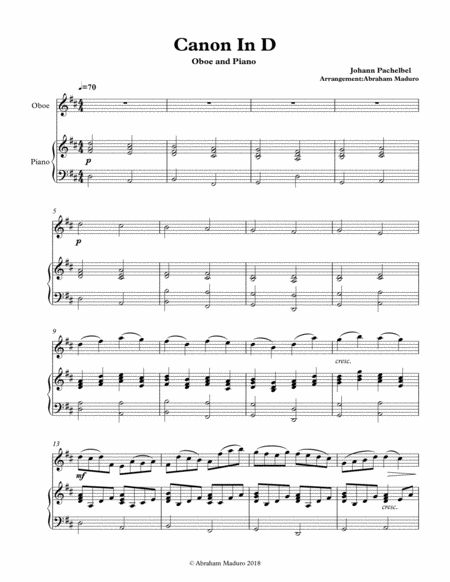 Pachelbels Canon In D Oboe And Piano Page 2