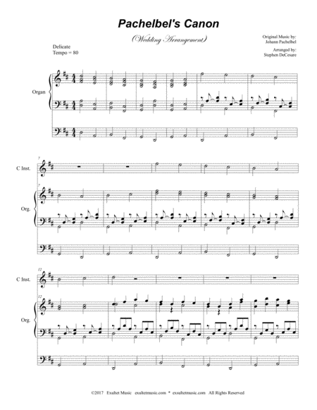 Pachelbels Canon Wedding Arrangement C Instrument Solo Organ Accompaniment Page 2