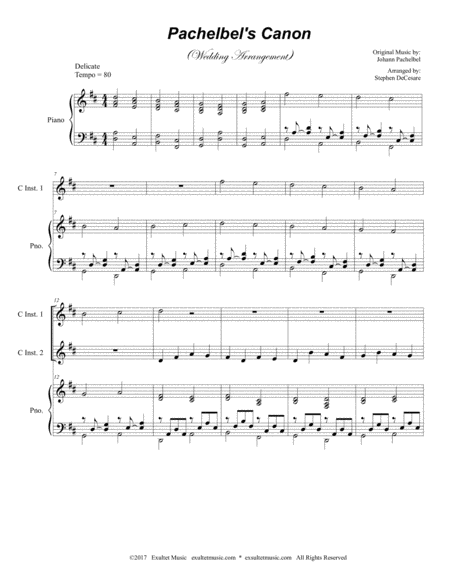 Pachelbels Canon Wedding Arrangement Duet For C Instruments With Piano Accompaniment Page 2