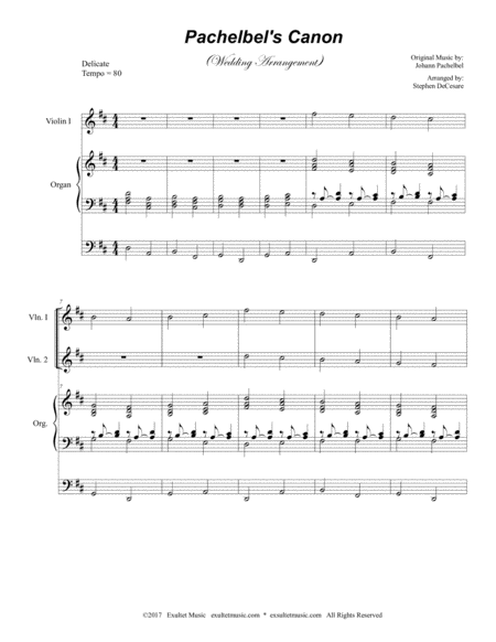 Pachelbels Canon Wedding Arrangement For String Quartet Organ Accompaniment Page 2