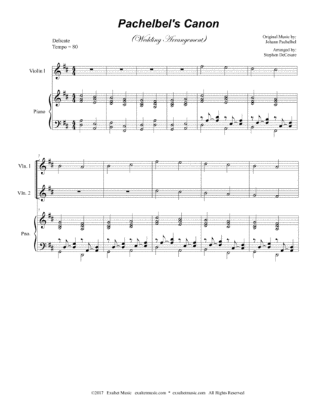Pachelbels Canon Wedding Arrangement For String Quartet Piano Accompaniment Page 2