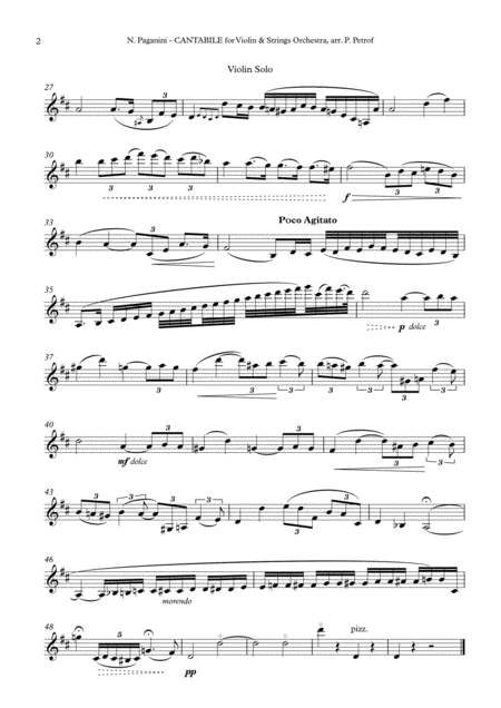 Paganini Cantabile For Violin And String Orchestra Parts Page 2