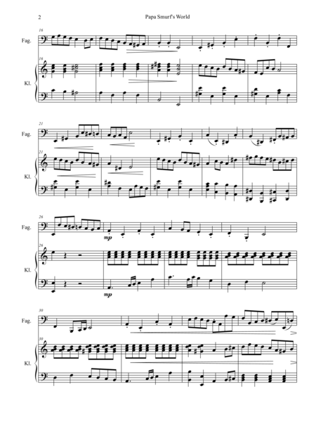 Papa Smurfs World For Piano And Bassoon Page 2