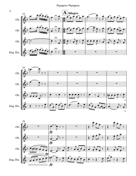 Papageno Papagena From The Magic Flute For 3 Oboes And English Horn Page 2