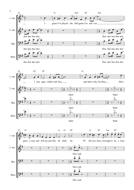 Paper Doll Vocal Score Barbershop Quartet Page 2