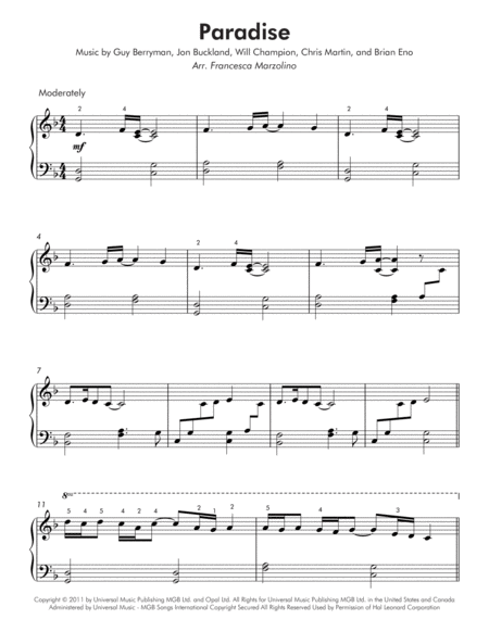 Paradise Easy Piano Page 2