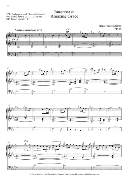 Paraphase On Amazing Grace For Organ Page 2