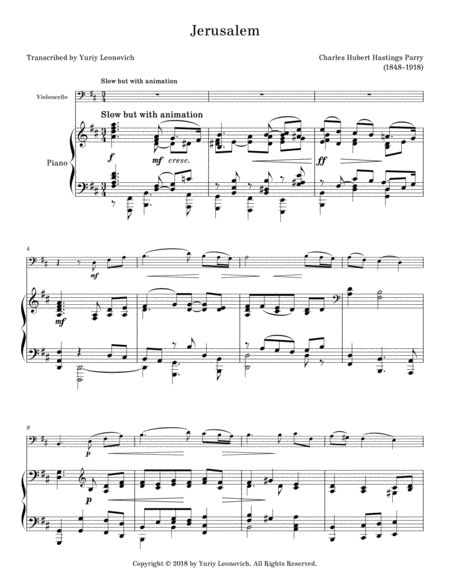 Parry Jerusalem Transcribed For Cello And Piano Page 2