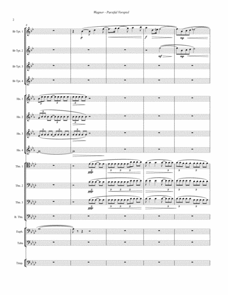 Parsifal Vorspiel Prelude For Large Brass Ensemble Timpani Page 2