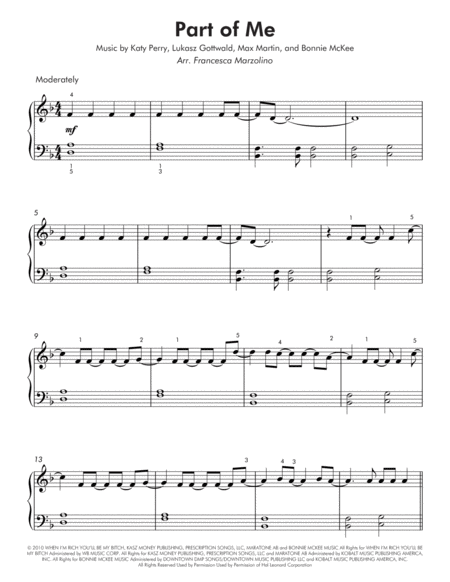 Part Of Me Easy Piano Page 2