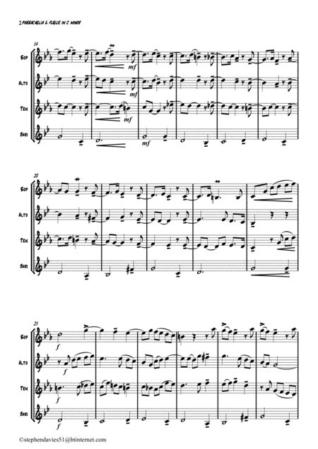 Passacaglia Fugue In C Minor Bwv832 By Js Bach For Saxophone Quartet Page 2