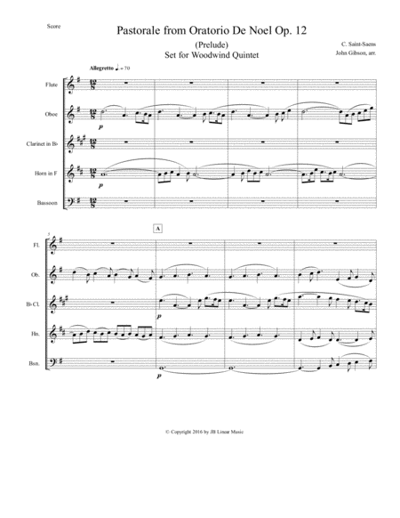 Pastorale From Oratorio De Noel Set For Woodwind Quintet Page 2