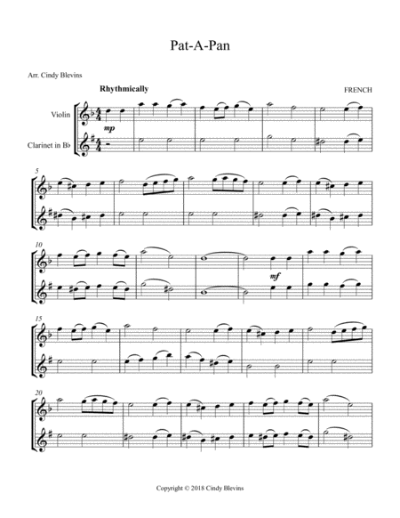 Pat A Pan Arranged For Violin And Bb Clarinet Page 2