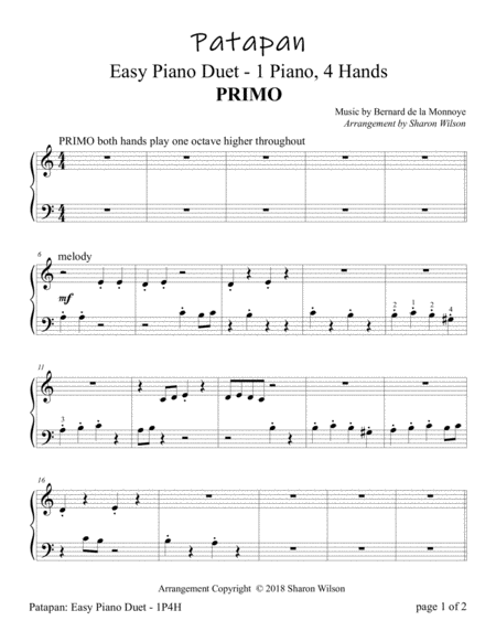 Patapan Easy Piano Duet 1 Piano 4 Hands Page 2