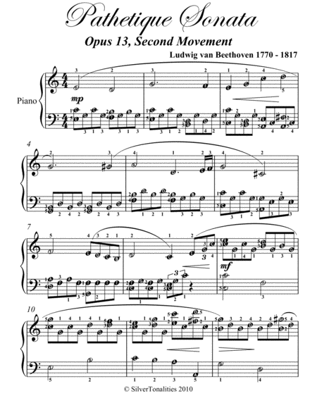 Pathetique Sonata Second Movement Elementary Piano Sheet Music Page 2