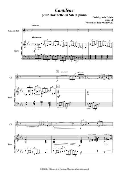 Paul Agricole Gnin Cantilne Opus 64 For Bb Clarinet And Piano Page 2