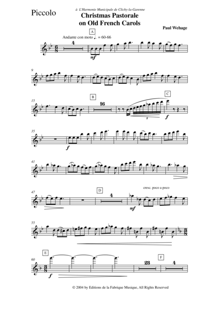 Paul Wehage Christmas Pastorale On Old French Carols For Concert Band Complete Woodwind Parts Page 2