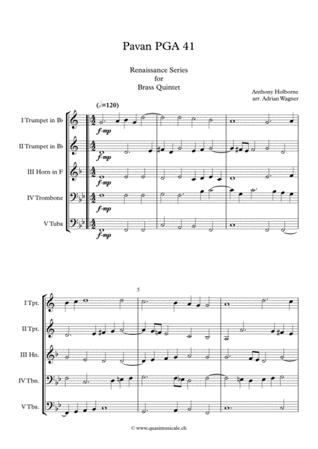 Pavan Pga 41 Anthony Holborne Brass Quintet Arr Adrian Wagner Page 2