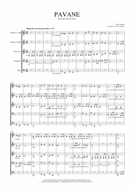 Pavane From The Capriol Suite Arr For Brass Quintet Page 2