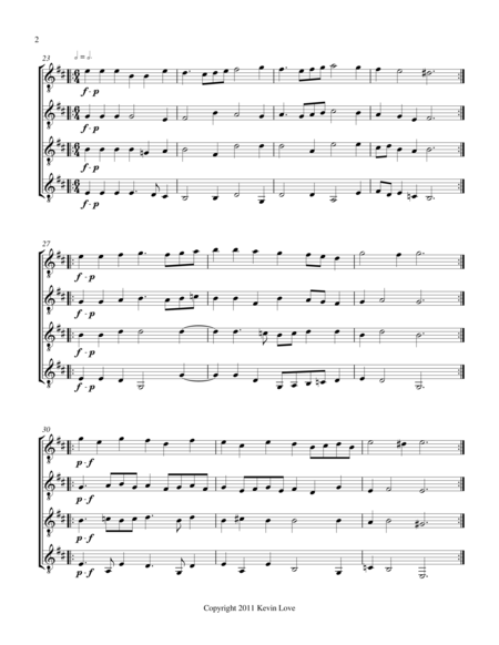 Pavane Guitar Quartet Score And Parts Page 2