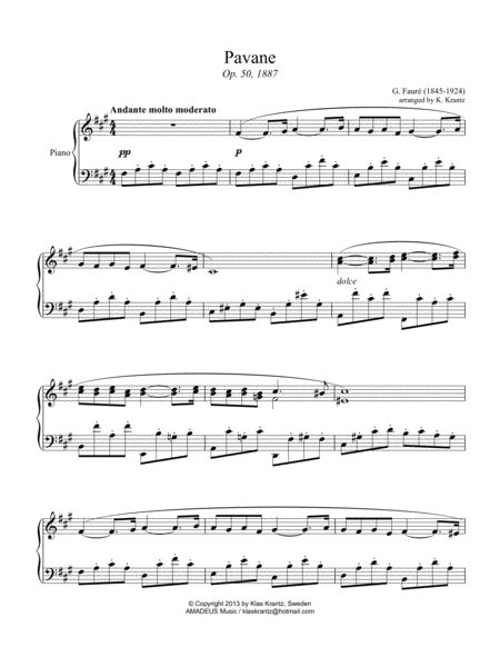 Pavane Op 50 For Easy Piano Solo Page 2