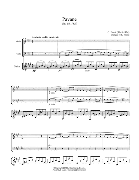 Pavane Op 50 For Violin Cello And Guitar Page 2