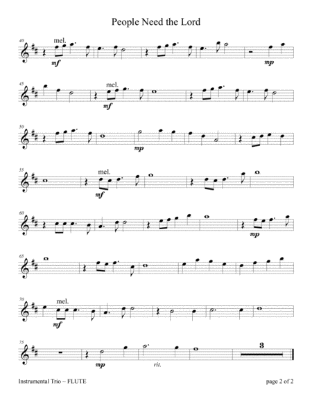 People Need The Lord For Flute And Or Violin Duet With Piano Accompaniment Page 2