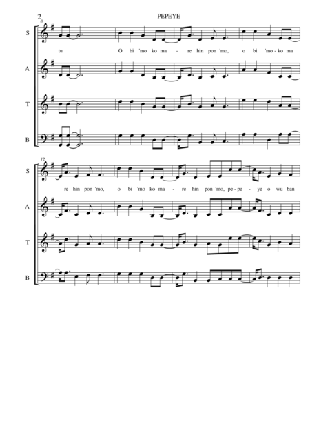 Pepeye The Duck Satb Page 2