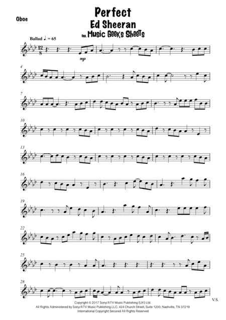 Perfect By Ed Sheeran For Oboe Page 2