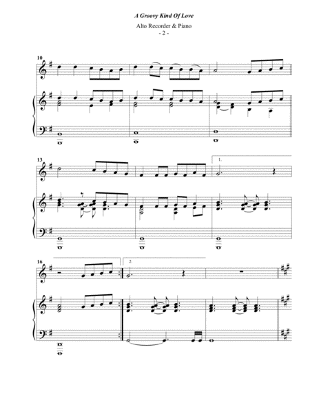 Phil Collins A Groovy Kind Of Love For Alto Recorder Piano Page 2