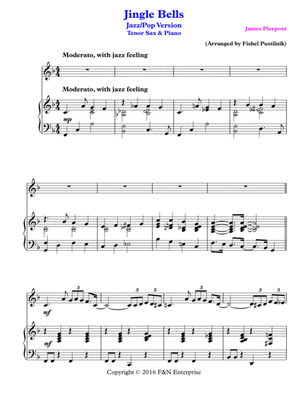 Piano Background For Jingle Bells Tenor Sax And Piano Page 2