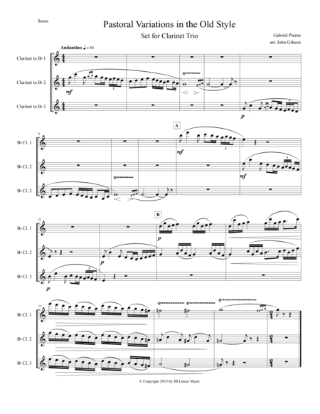 Pierne Pastoral Variations In The Old Style Set For Clarinet Trio Page 2